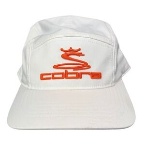 Cobra Golf Hat Mens White Orange Embroidered 5 Panel Snapback Cap 110 Flexfit